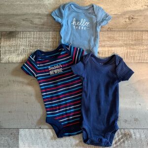 NWOT Carters/Child of mine lot of 3- PREEMIE one-piece onesies- baby‎ boy